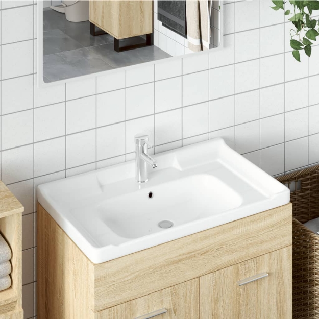 Lavandino da Bagno Bianco 91,5x48x23cm Rettangolare in Ceramica