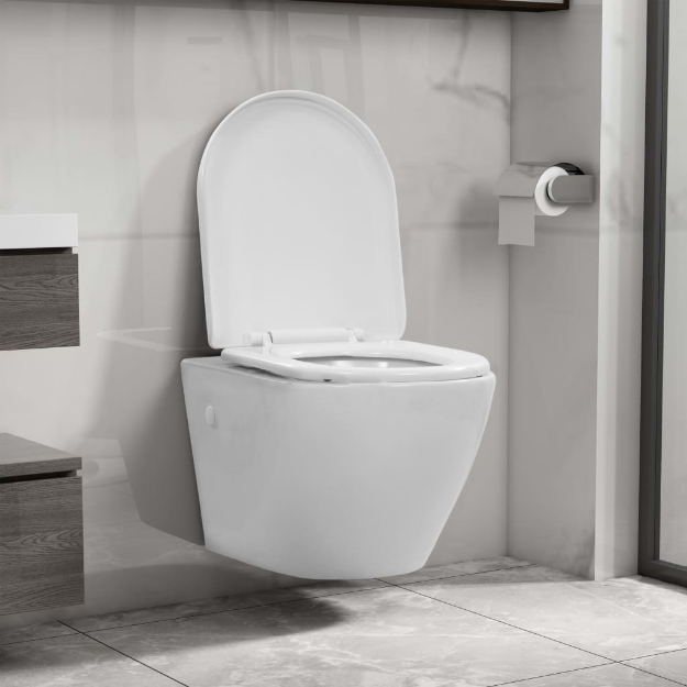 WC Sospeso con Design Senza Bordi in Ceramica Bianca