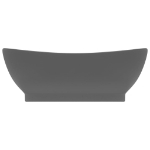 Lavabo Troppopieno Ovale Grigio Scuro Opaco 58,5x39cm Ceramica