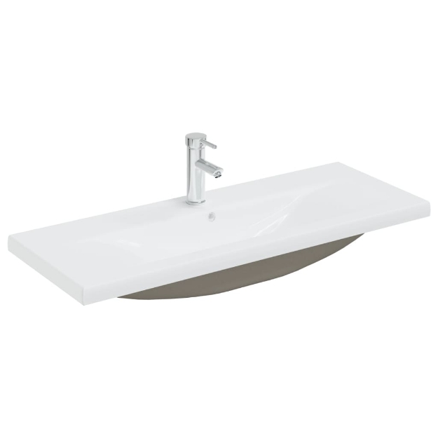 Lavabo da Incasso con Rubinetto 101x39x18 cm in Ceramica Bianco