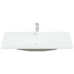 Lavabo da Incasso con Rubinetto 101x39x18 cm in Ceramica Bianco