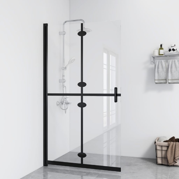 Parete per Doccia Walk-in Pieghevole in Vetro ESG 80x190 cm