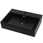 Lavandino con Foro Rubinetto in Ceramica Nero 76x42,5x14,5 cm