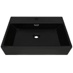 Lavandino con Foro Rubinetto in Ceramica Nero 76x42,5x14,5 cm