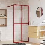 Parete per Doccia Walk-in Vetro Trasparente ESG 80x195 cm Rossa