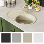 Lavello da Cucina in Granito Vasca Singola Ovale Beige