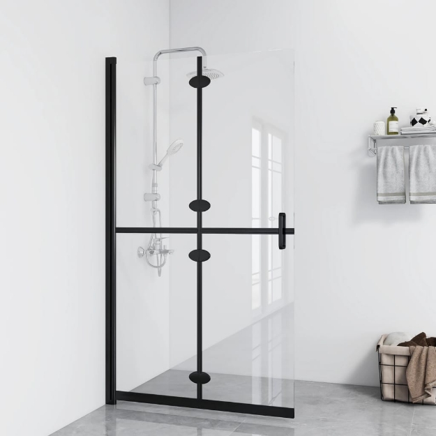 Parete per Doccia Walk-in Pieghevole in Vetro ESG 100x190 cm