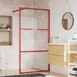 Parete per Doccia Walk-in Vetro Trasparente ESG 115x195cm Rossa