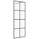 Parete per Doccia Walk-in Vetro Trasparente ESG 80x195 cm Nera