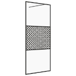 Parete per Doccia Walk-in Vetro Trasparente ESG 115x195cm Nera