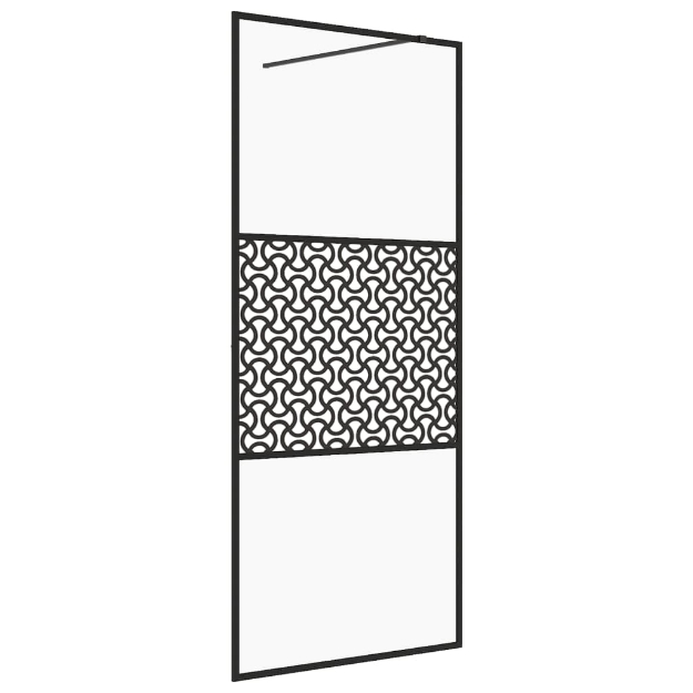 Parete per Doccia Walk-in Vetro Trasparente ESG 115x195cm Nera