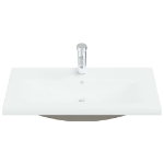 Lavabo da Incasso con Rubinetto 81x39x18 cm in Ceramica Bianco