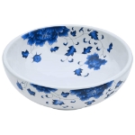 Lavabo da Appoggio Bianco e Blu Rotondo Φ41x14 cm Ceramica