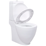 Vaso WC in Ceramica da Bagno Rotondo Base con Scarico Bianco