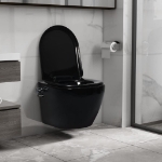 Toilette senza Bordo Sospesa con Funzione Bidet Ceramica Nera