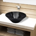 Lavandino da bagno in ceramica nera rotondo