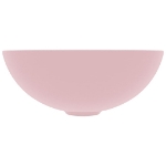 Lavandino da Bagno in Ceramica Rosa Opaco Rotondo