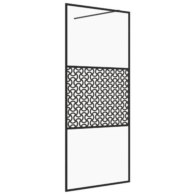 Parete per Doccia Walk-in Vetro Trasparente ESG 90x195 cm Nera