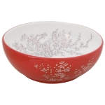 Lavabo da Appoggio Bianco e Rosso Rotondo Φ41x14 cm Ceramica