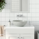 Lavabo da Appoggio Grigio Rotondo Φ41x14 cm Ceramica