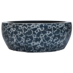 Lavabo da Appoggio Nero e Blu Rotondo Φ41x14 cm Ceramica