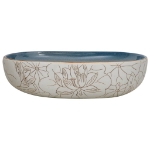 Lavabo da Appoggio Sabbia e Blu Ovale 59x40x14 cm Ceramica