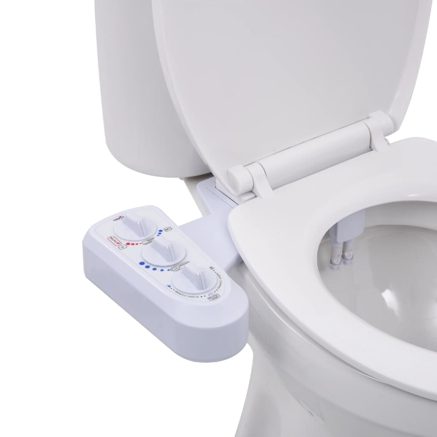 Bidet Accessorio per WC a Doppio Ugello Acqua Calda e Fredda