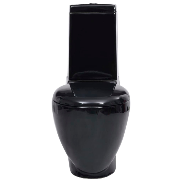 Vaso WC in Ceramica da Bagno Rotondo Base con Scarico Nero