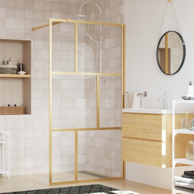 Parete per Doccia Walk-in Vetro Trasparente ESG 115x195 cm Oro