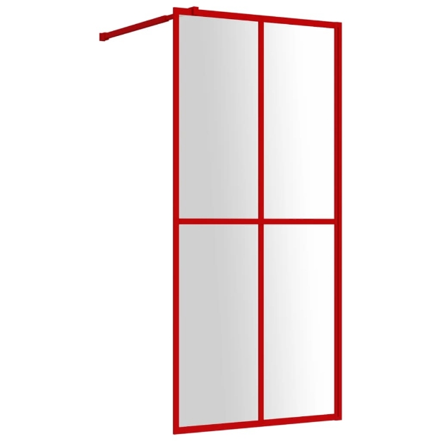 Parete per Doccia Walk-in Vetro Trasparente ESG 90x195 cm Rossa