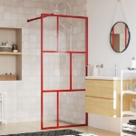 Parete per Doccia Walk-in Vetro Trasparente ESG 80x195 cm Rossa