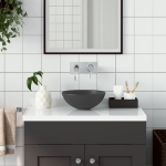 Lavandino da Bagno in Ceramica Grigio Scuro Rotondo