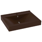 Lavabo con Foro Rubinetto Marrone Scuro Opaco 60x46cm Ceramica