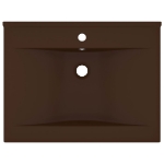 Lavabo con Foro Rubinetto Marrone Scuro Opaco 60x46cm Ceramica