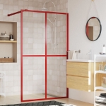 Parete per Doccia Walk-in Vetro Trasparente ESG 140x195cm Rossa