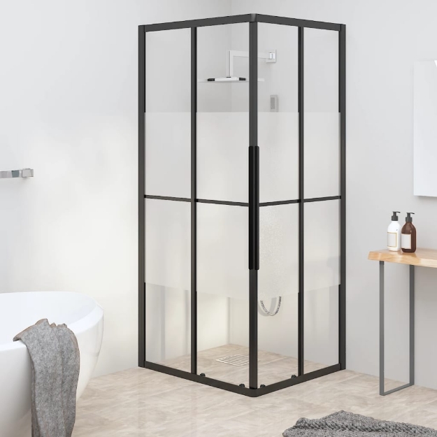 Cabina Doccia ESG Semi Smerigliato 90x70x180 cm Nera