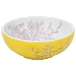 Lavabo da Appoggio Bianco e Giallo Rotondo Φ41x14 cm Ceramica