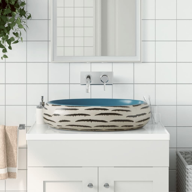 Lavabo da Appoggio Multicolore Ovale 59x40x15 cm Ceramica