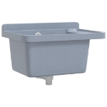 Lavabo a Parete Grigio 50x35x24 cm in Resina