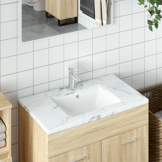 Lavandino da Bagno Bianco 47,5x35x19,5 cm Rettangolare Ceramica