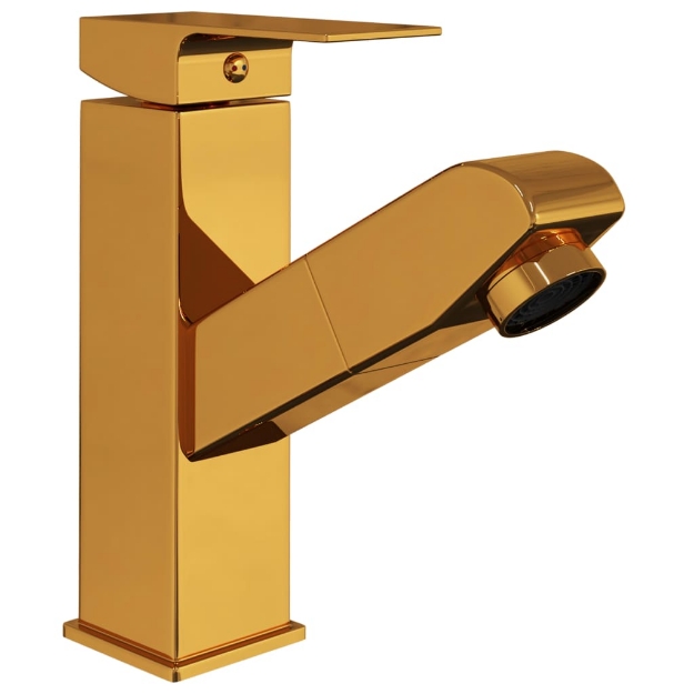 Rubinetto Lavabo da Bagno Funzione Estraibile Oro 157x172 mm