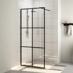 Parete per Doccia Walk-in Vetro Trasparente ESG 90x195 cm Nera