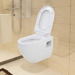 WC a Muro con Sciacquone Nascosto in Ceramica Bianco