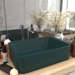 Lavandino Luxury Verde Scuro Opaco 41x30x12 cm in Ceramica