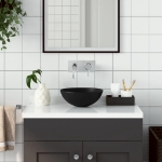 Lavandino da Bagno in Ceramica Nero Opaco Rotondo