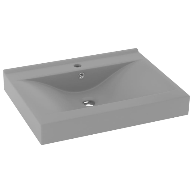 Lavabo con Foro Rubinetto Grigio Chiaro Opaco 60x46 cm Ceramica