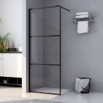 Parete Doccia Walk-in in Vetro Trasparente ESG Nera 115x195 cm