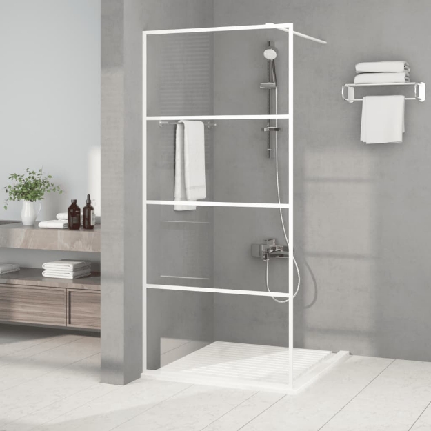 Parete Doccia Walk in Bianca 90x195 cm Vetro Trasparente ESG