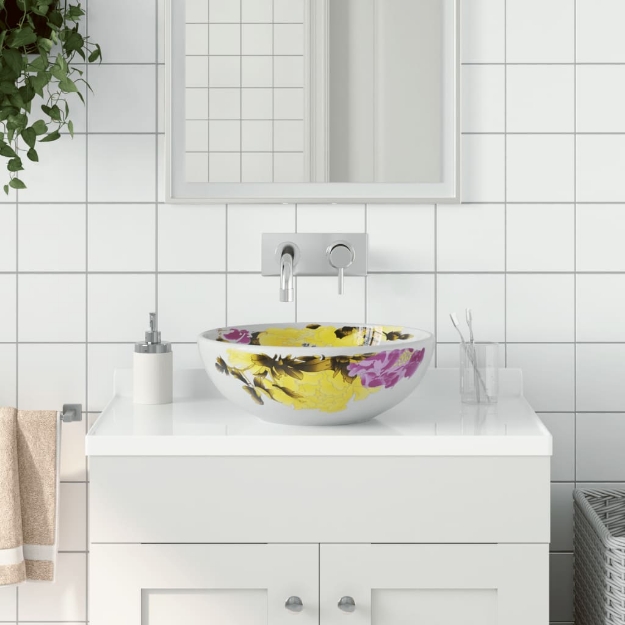 Lavabo da Appoggio Multicolore Rotondo Φ41x14 cm Ceramica