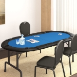 Piano Tavolo da Poker Pieghevole 10 Giocatori Blu 208x106x3 cm